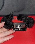 Neo-Chinese Cyber Dragon Fur Choker - Handmade Leather Subculture Collar with Metal Totem (Original Design)