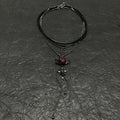 Gothic Vampire Red Heart Wing & Coffin Necklace Set - Dark Romance Layered Choker (2-Piece)