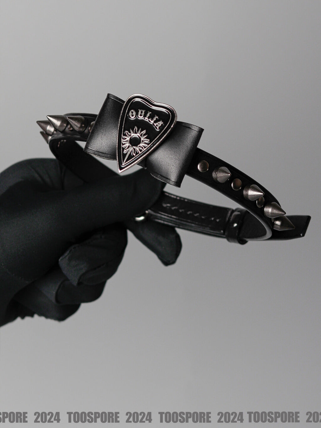 Handmade Italian Buttero Leather "Ouija Eye" Choker - Gothic Punk Rivet Collar (Blackened Sweetheart Series)