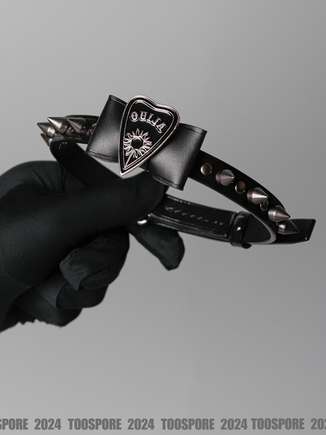 Handmade Italian Buttero Leather "Ouija Eye" Choker - Gothic Punk Rivet Collar (Blackened Sweetheart Series)