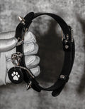 Handmade Italian Buttero Leather "Spike Trap" Cat Paw Choker - Black & Red Punk Spiked Collar