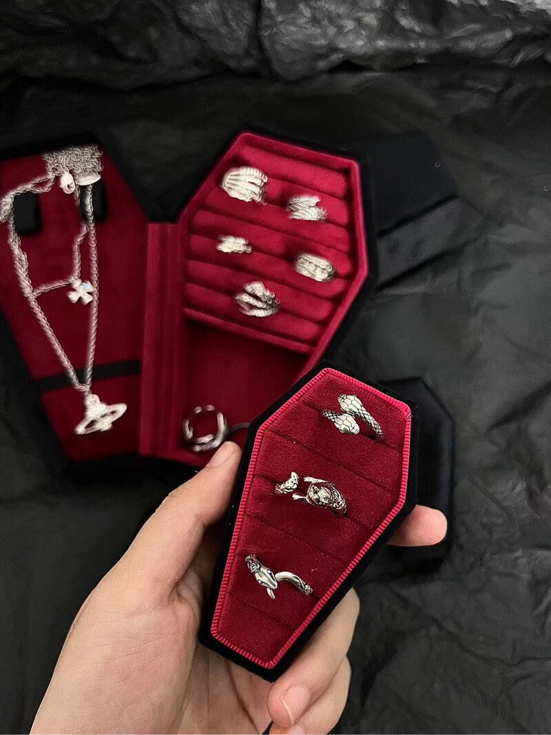 Velvet Coffin Jewelry Box | Punk Goth Necklace Ring Ornament Jewelry Velvet Storage Box