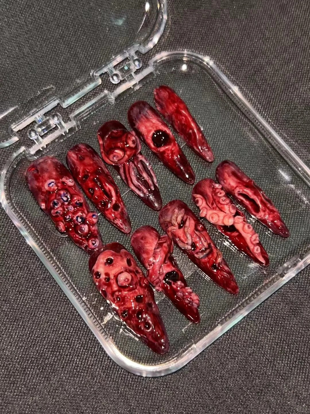 Gothic Punk Rock Y2K Black Style Cthulhu Style Nail Art