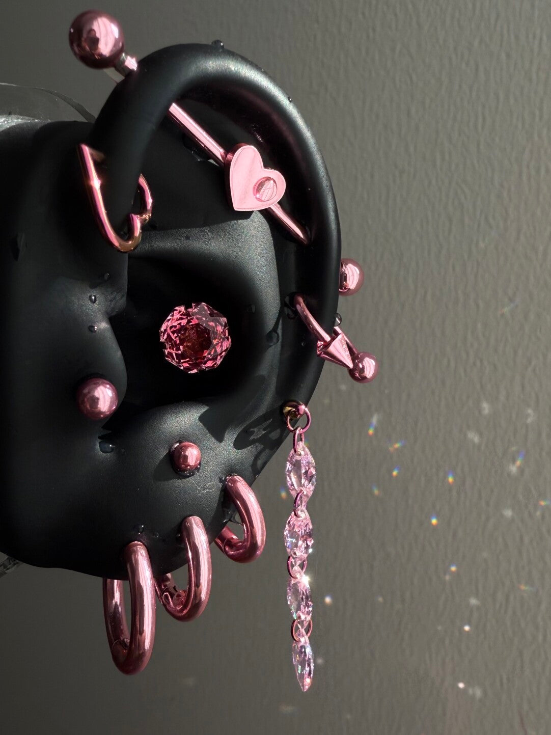 Pink Electroplated Titanium Steel Ear Cuffs, Hoops & Ear Chains - Titanium Alloy & Zirconia Ear Studs