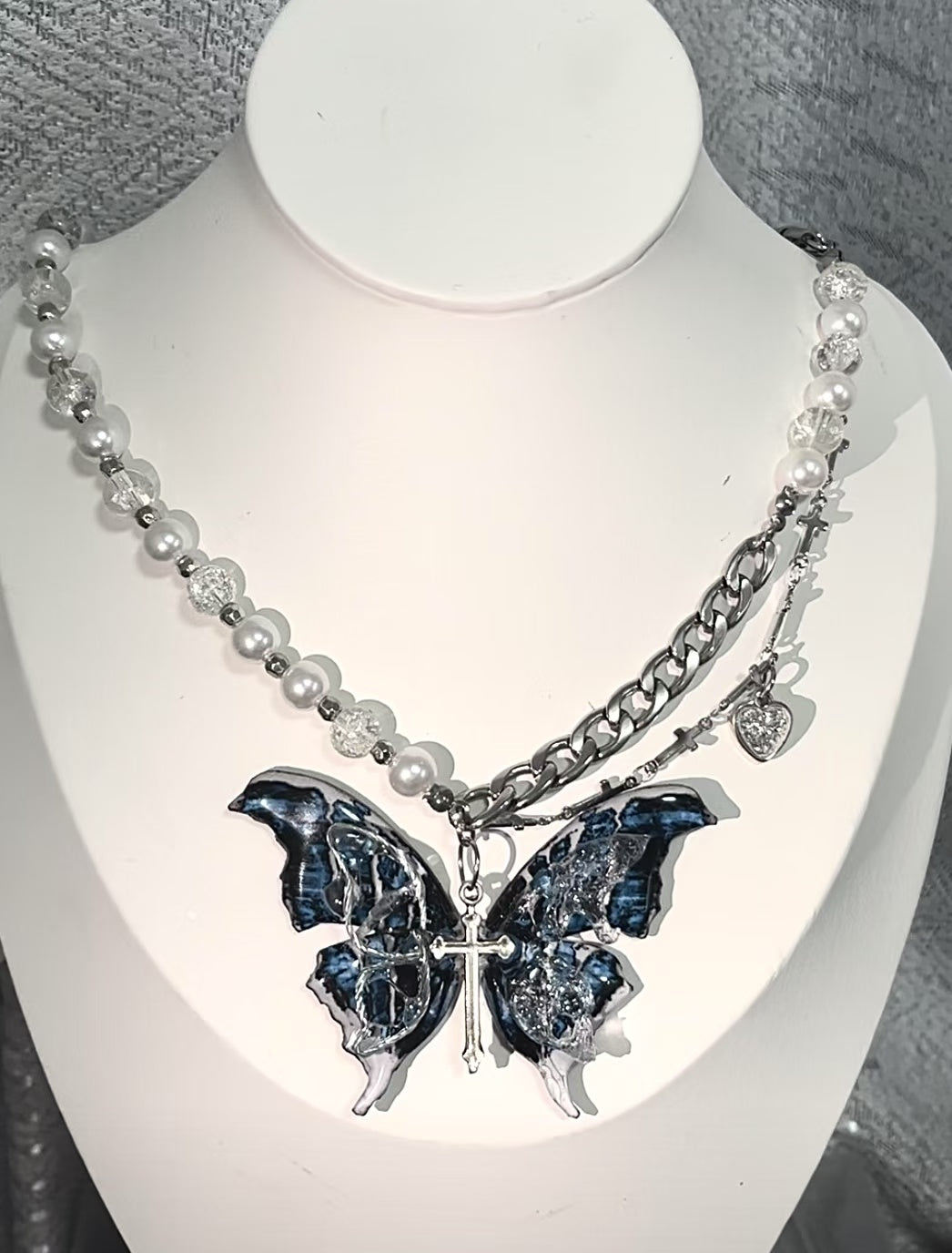 Authentic Butterfly Specimen Necklace - Dark Gothic Handcrafted Jewelry Butterfly Choker Necklace