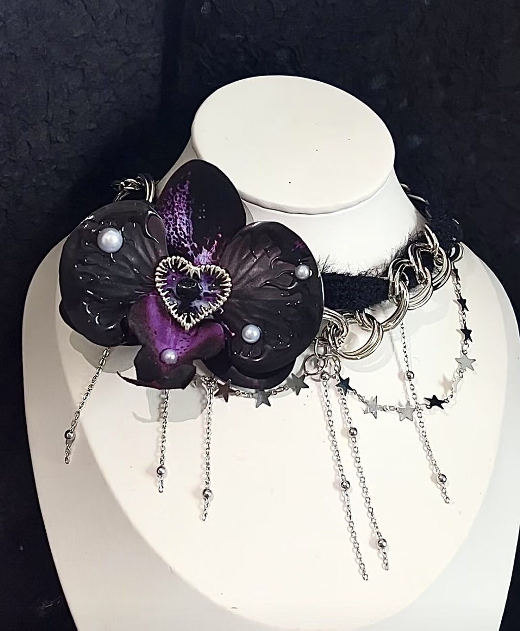 Collana con autentica farfalla esemplare - Collana girocollo con farfalla realizzata a mano in stile gotico scuro