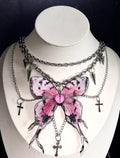 Collana con autentica farfalla esemplare - Collana girocollo con farfalla realizzata a mano in stile gotico scuro