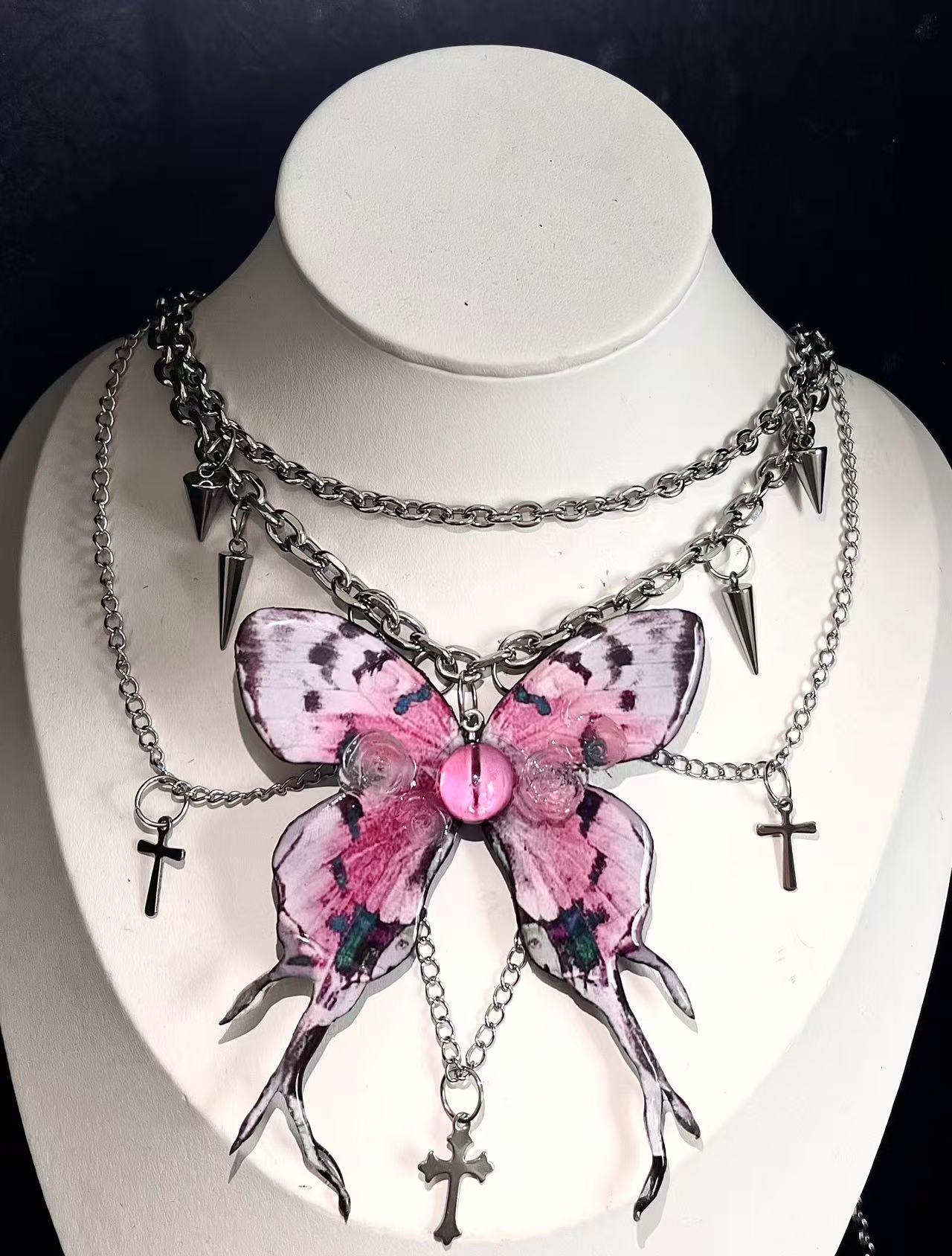 Authentic Butterfly Specimen Necklace - Dark Gothic Handcrafted Jewelry Butterfly Choker Necklace