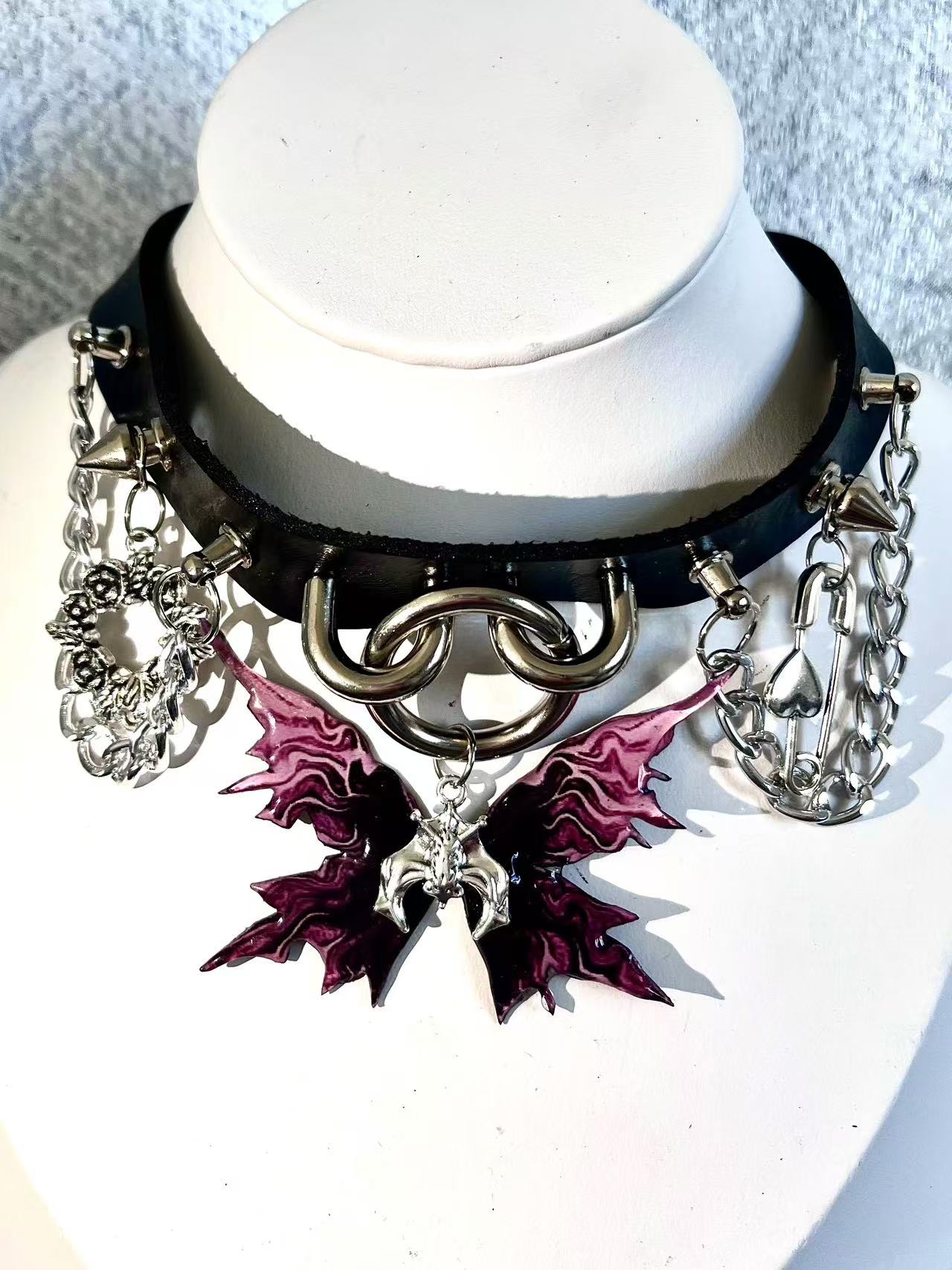 Authentic Butterfly Specimen Necklace - Dark Gothic Handcrafted Jewelry Butterfly Choker Necklace