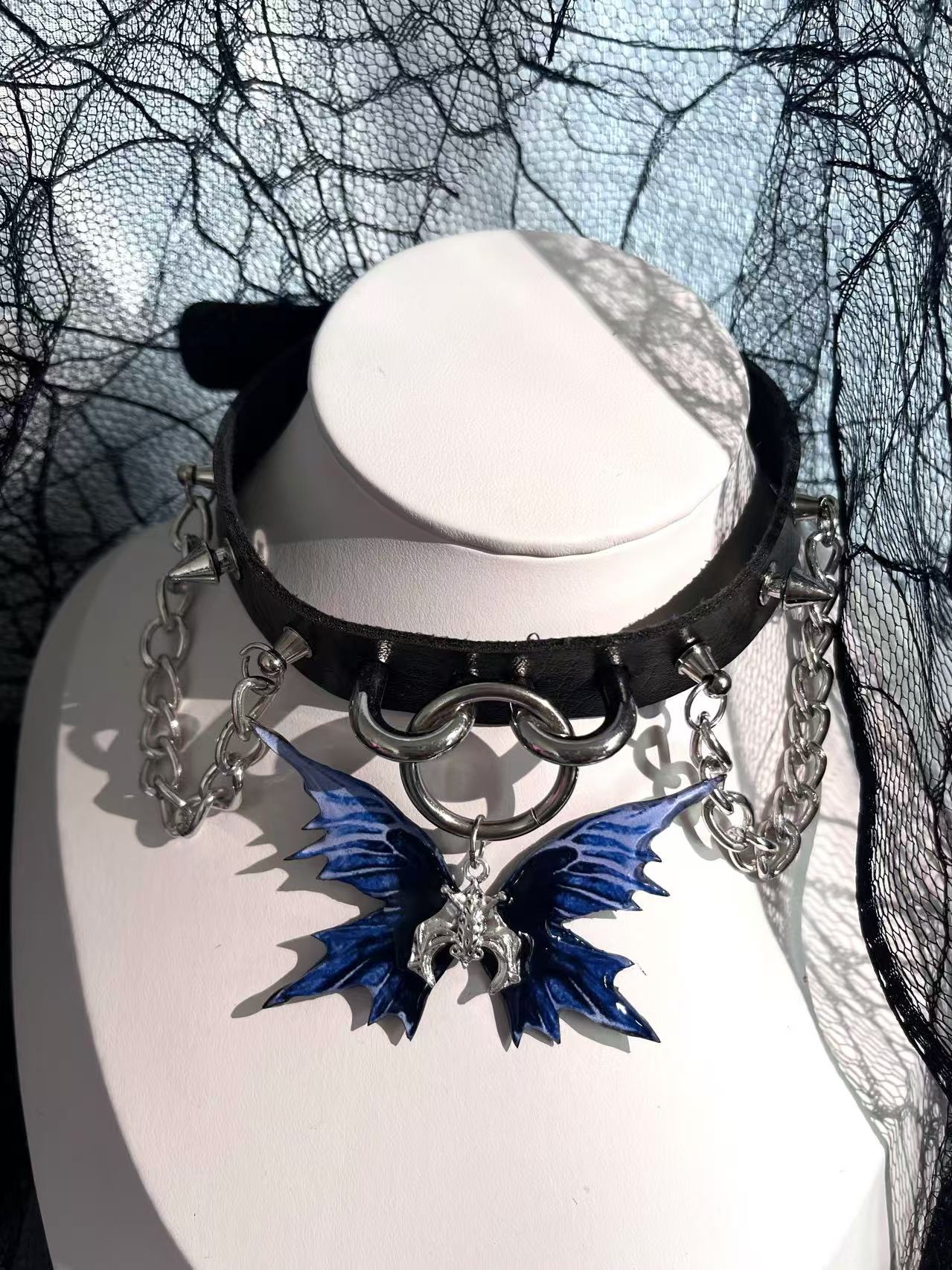 Authentic Butterfly Specimen Necklace - Dark Gothic Handcrafted Jewelry Butterfly Choker Necklace