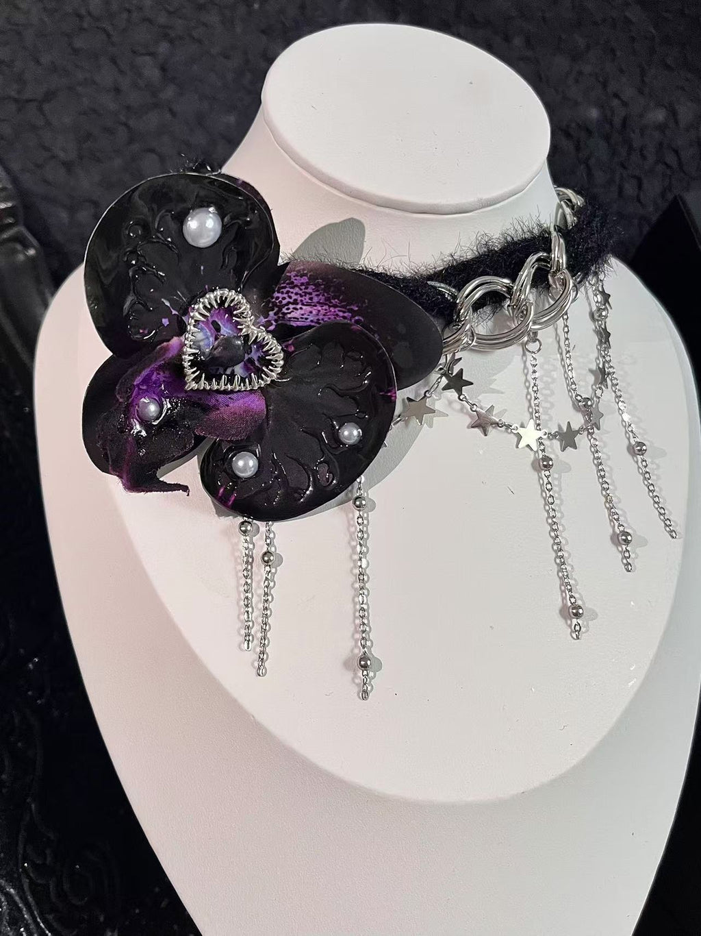 Collana con autentica farfalla esemplare - Collana girocollo con farfalla realizzata a mano in stile gotico scuro