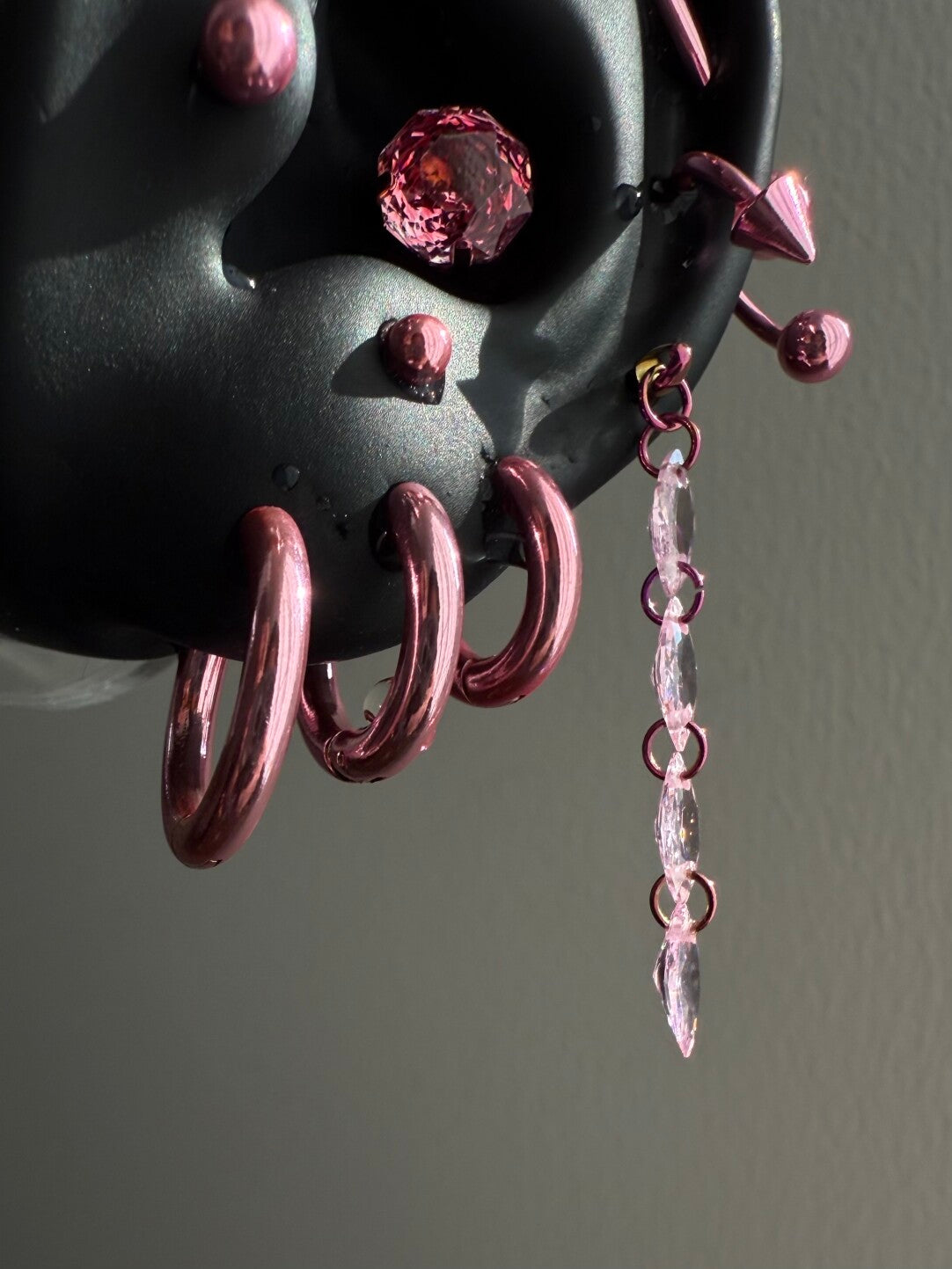 Pink Electroplated Titanium Steel Ear Cuffs, Hoops & Ear Chains - Titanium Alloy & Zirconia Ear Studs