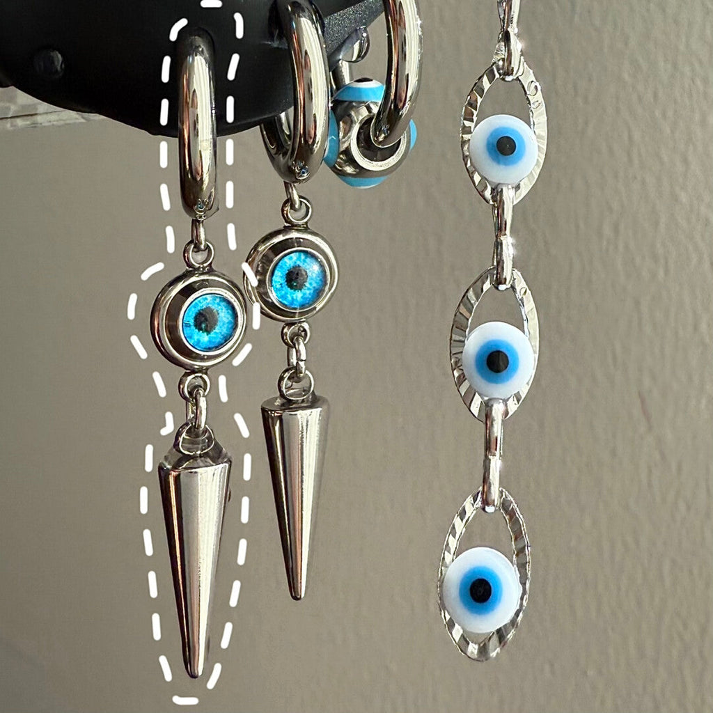 Blue Acrylic Ball Titanium Ear Stud – Punk Y2K Hypoallergenic Piercing