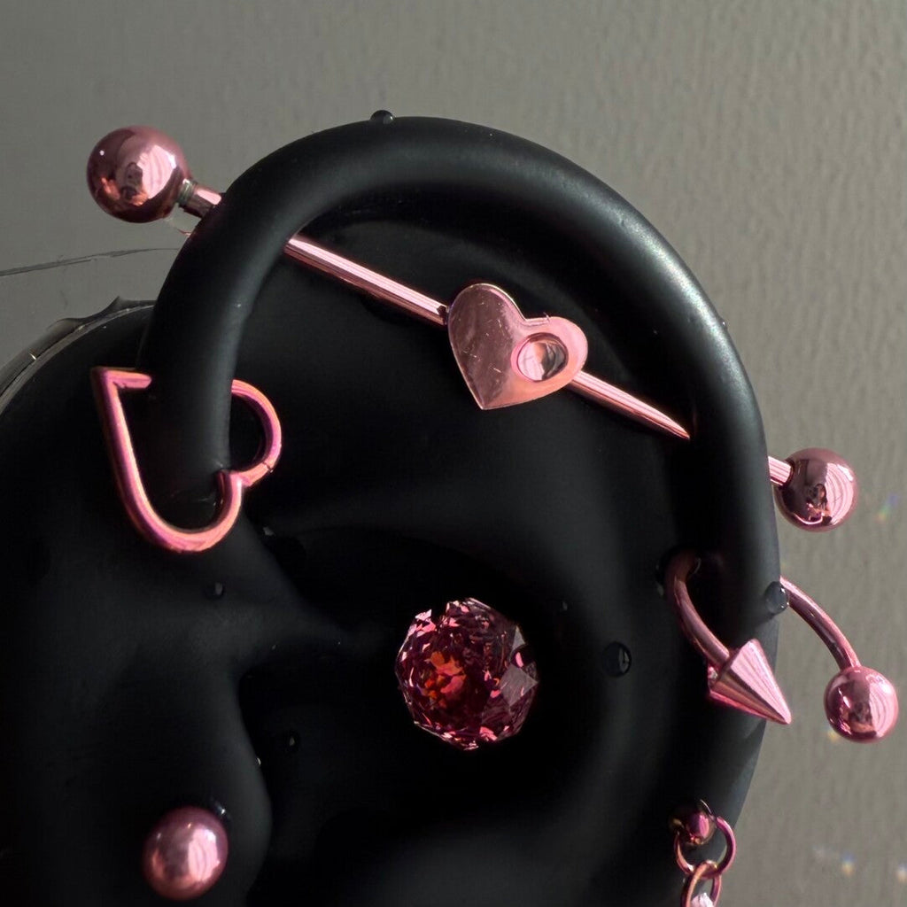 Pink Electroplated Titanium Steel Ear Cuffs, Hoops & Ear Chains - Titanium Alloy & Zirconia Ear Studs