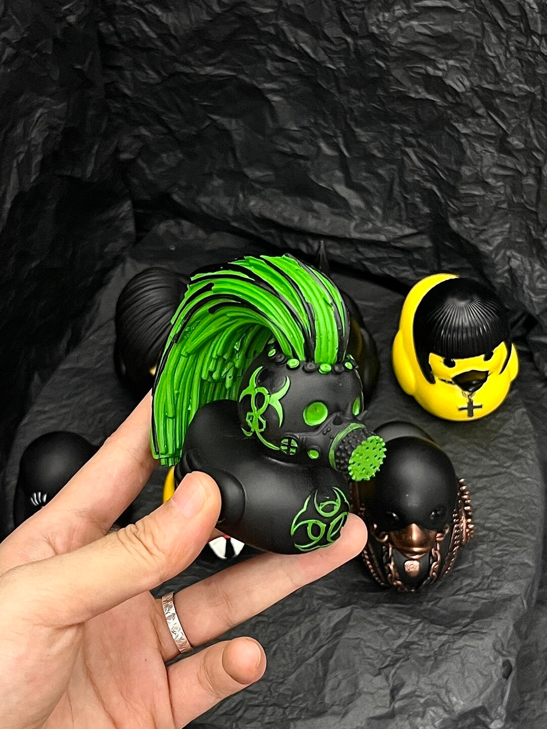 Biohazard Punk Duck Figurine | Gothic Y2K Dark Aesthetic Toy Decor Gift