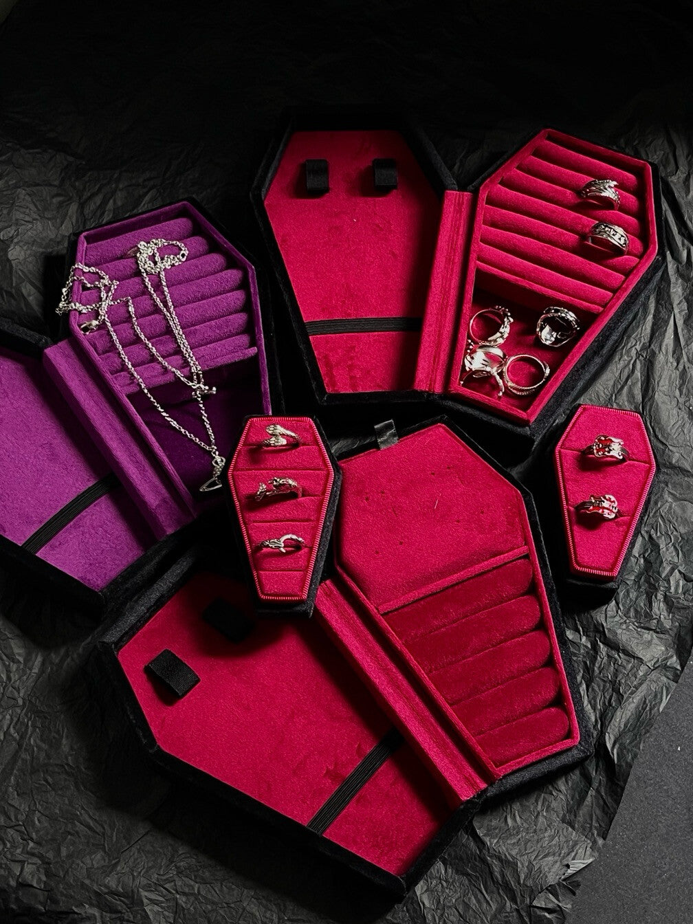 Velvet Coffin Jewelry Box | Punk Goth Necklace Ring Ornament Jewelry Velvet Storage Box