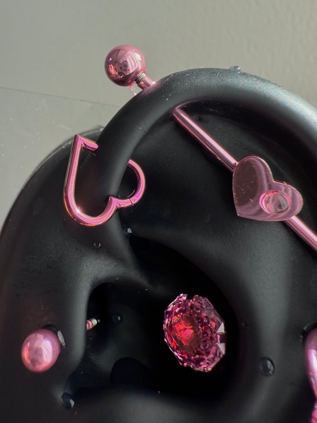 Pink Electroplated Titanium Steel Ear Cuffs, Hoops & Ear Chains - Titanium Alloy & Zirconia Ear Studs