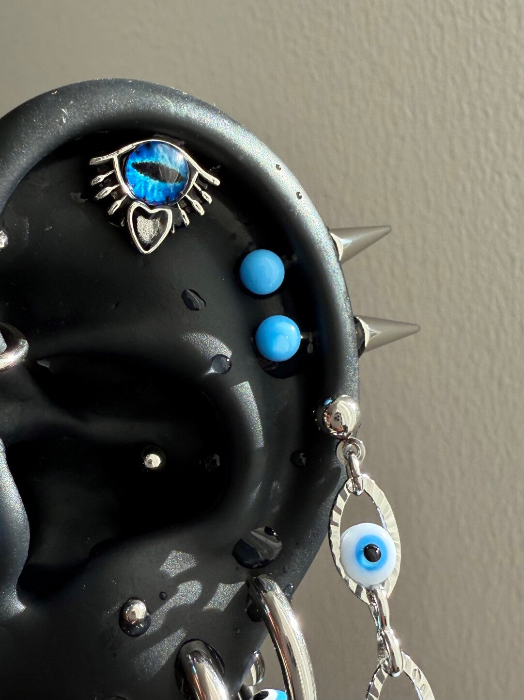 Blue Acrylic Ball Titanium Ear Stud – Punk Y2K Hypoallergenic Piercing