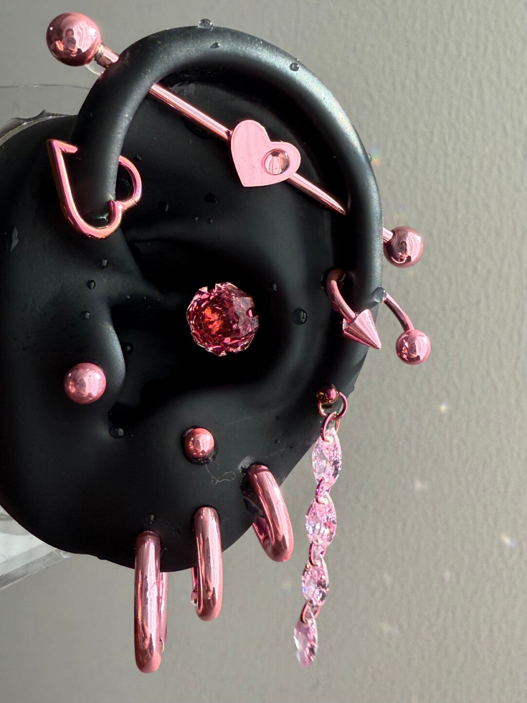 Pink Electroplated Titanium Steel Ear Cuffs, Hoops & Ear Chains - Titanium Alloy & Zirconia Ear Studs