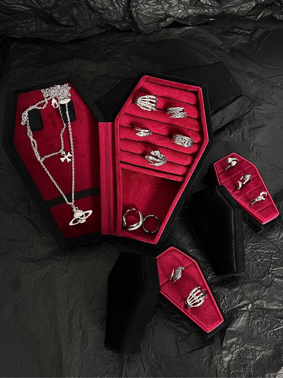 Velvet Coffin Jewelry Box | Punk Goth Necklace Ring Ornament Jewelry Velvet Storage Box
