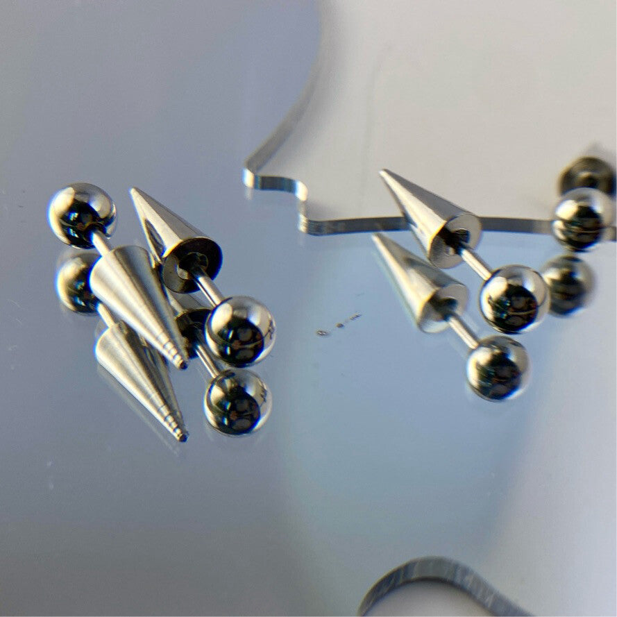 [D Series]Single Spiked Drop Hoop - Stainless Steel U-Shaped Ear Cuff / Punk Gothic Earring