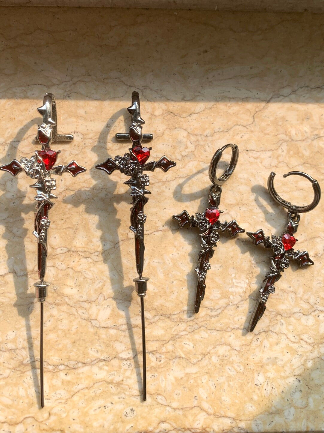 Sin & Punishment | Cross Earrings | Gothic Punk Titanium Steel Studs