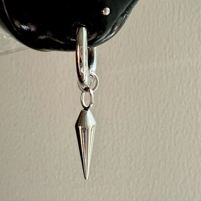 [D Series]Single Spiked Drop Hoop - Stainless Steel U-Shaped Ear Cuff / Punk Gothic Earring