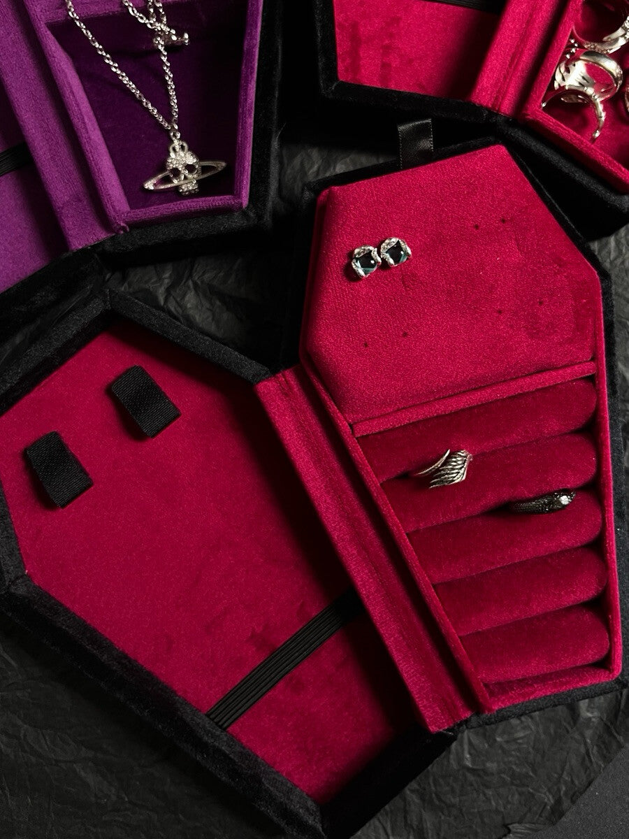 Velvet Coffin Jewelry Box | Punk Goth Necklace Ring Ornament Jewelry Velvet Storage Box
