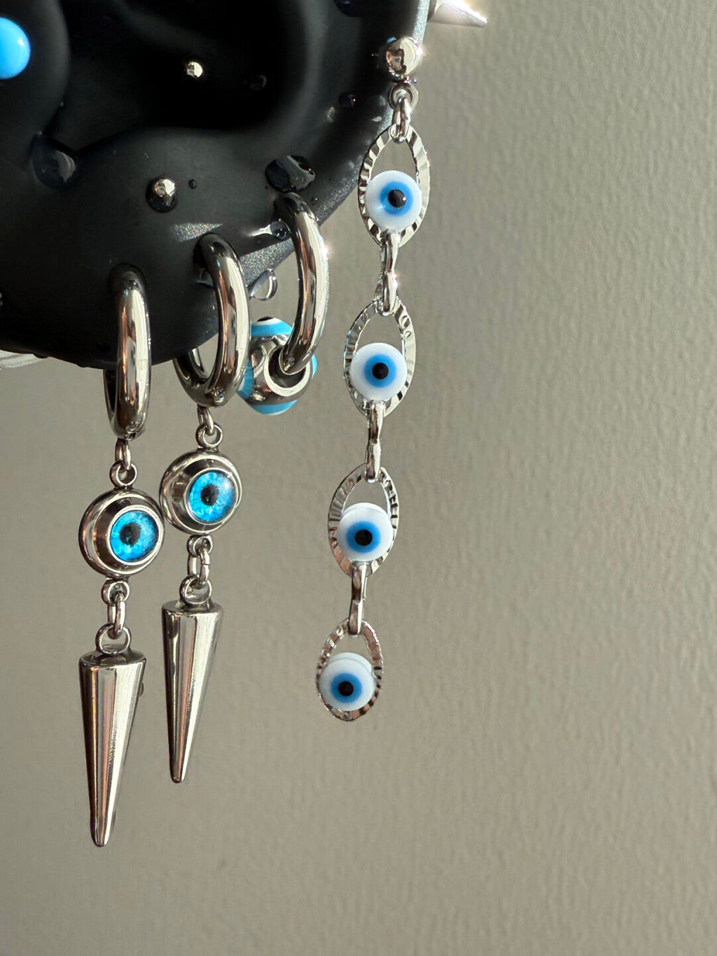 Blue Acrylic Ball Titanium Ear Stud – Punk Y2K Hypoallergenic Piercing