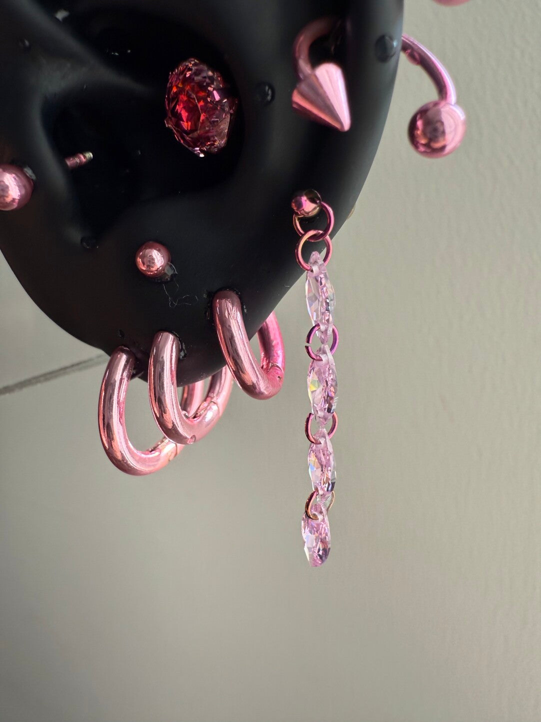 Pink Electroplated Titanium Steel Ear Cuffs, Hoops & Ear Chains - Titanium Alloy & Zirconia Ear Studs