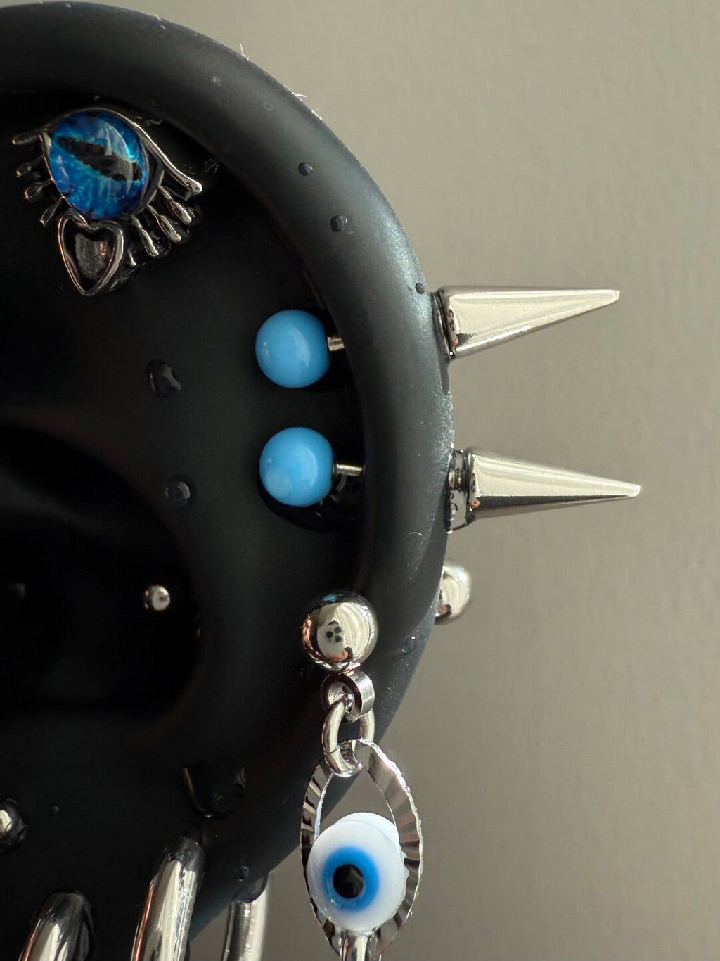 Blue Acrylic Ball Titanium Ear Stud – Punk Y2K Hypoallergenic Piercing