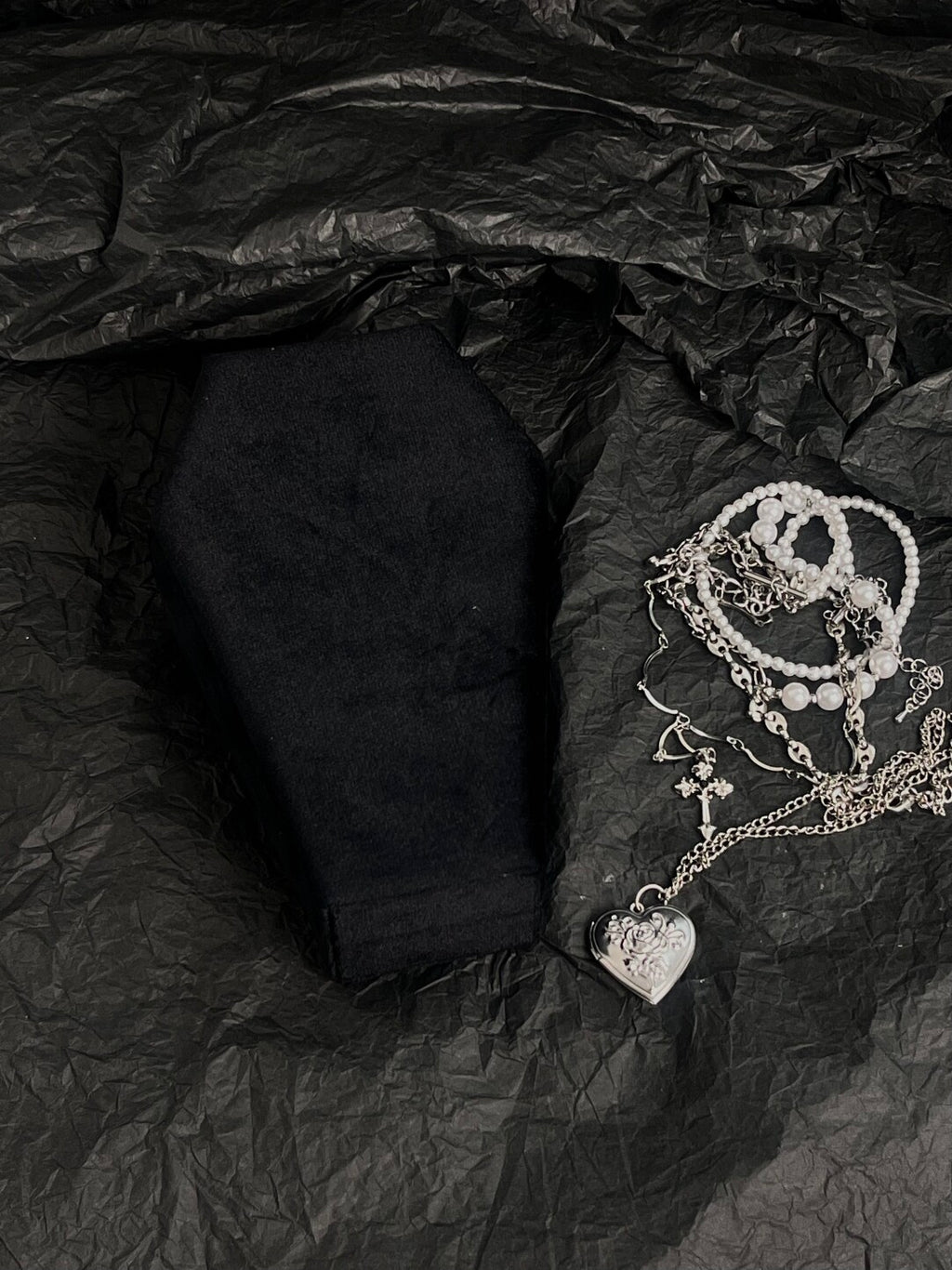 Velvet Coffin Jewelry Box | Punk Goth Necklace Ring Ornament Jewelry Velvet Storage Box