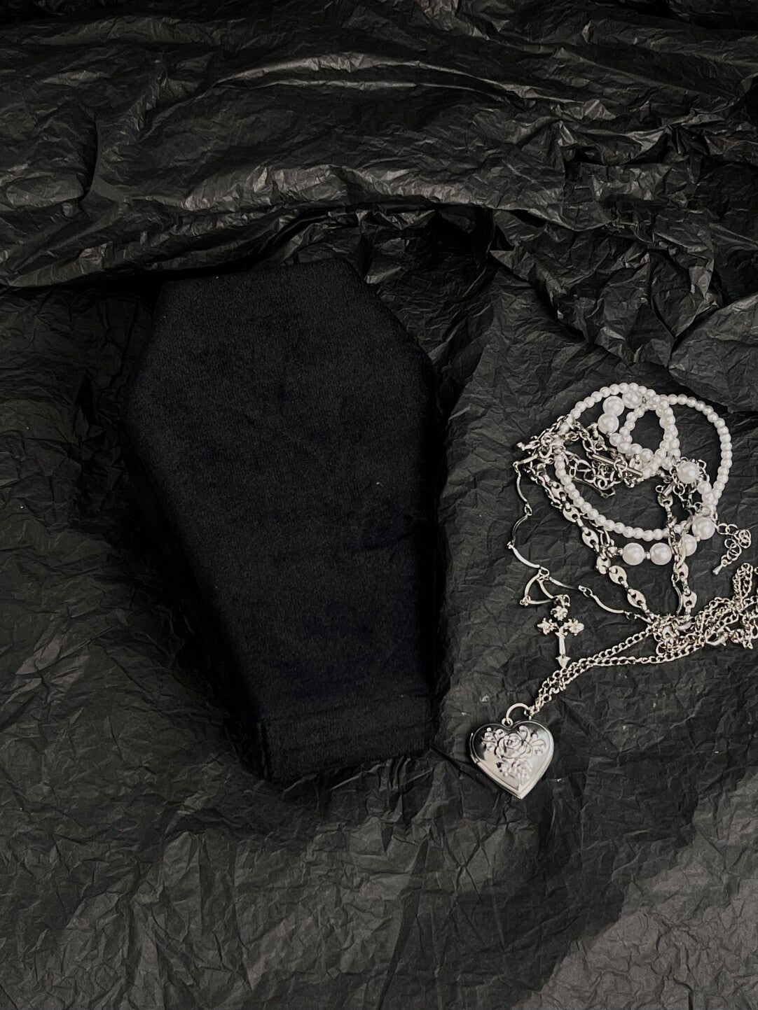 Velvet Coffin Jewelry Box | Punk Goth Necklace Ring Ornament Jewelry Velvet Storage Box