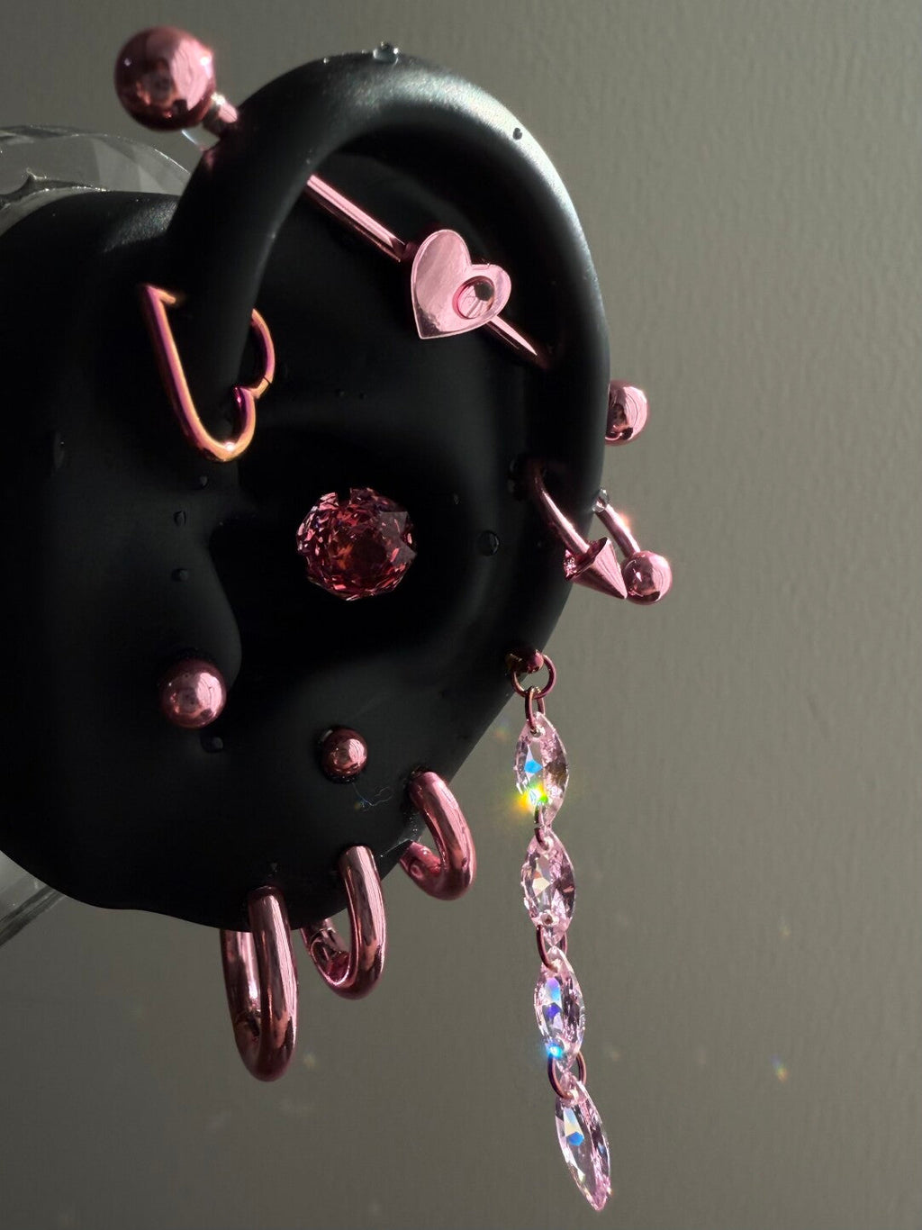 Pink Electroplated Titanium Steel Ear Cuffs, Hoops & Ear Chains - Titanium Alloy & Zirconia Ear Studs