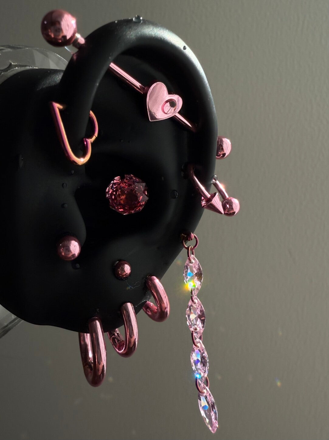 Pink Electroplated Titanium Steel Ear Cuffs, Hoops & Ear Chains - Titanium Alloy & Zirconia Ear Studs