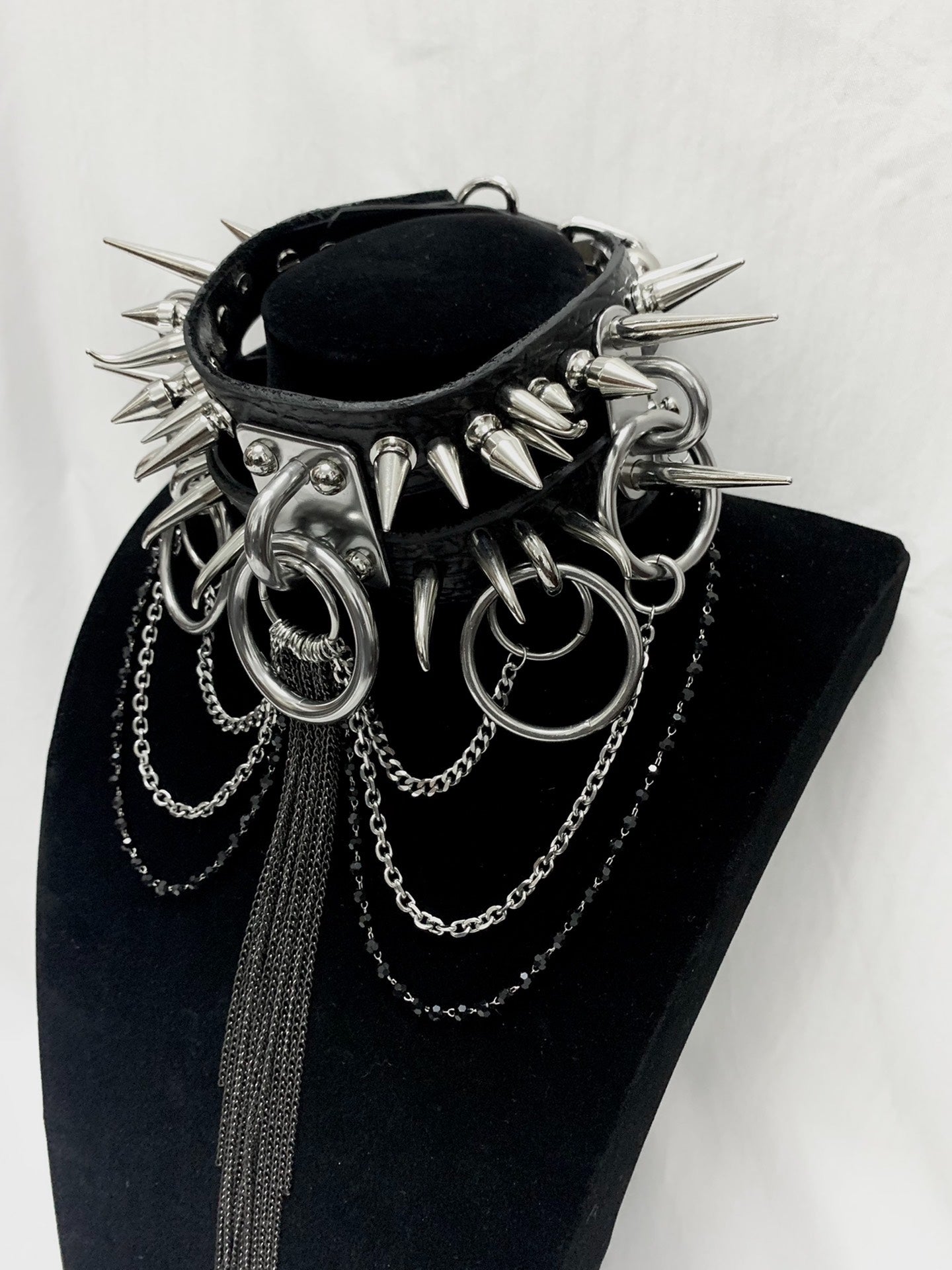 Handmade Punk Gothic Studded Choker | Black Metal Rock Festival Statement Necklace