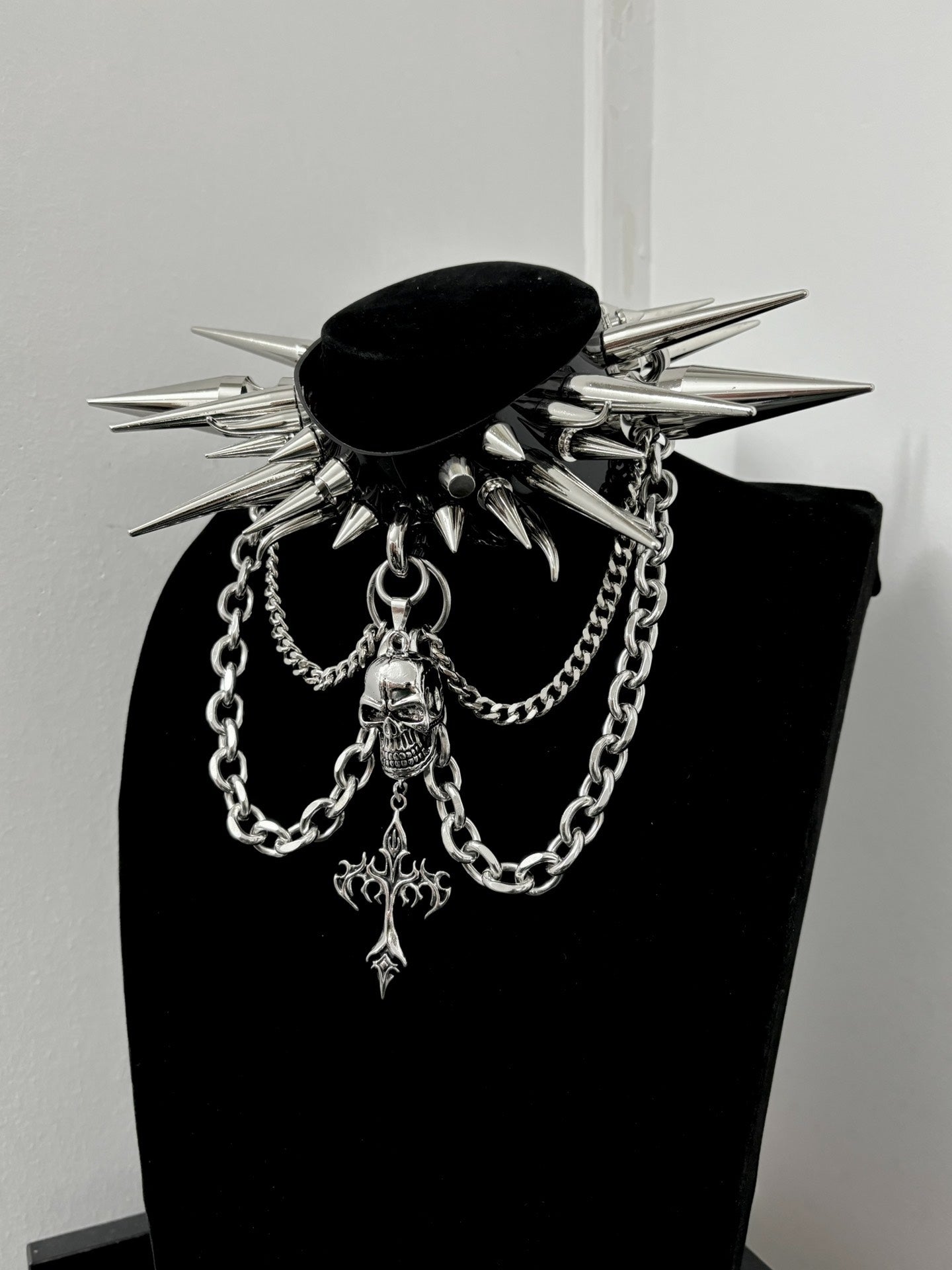 "Invader" Original Handmade Gothic Punk Black Metal Rock Visual Kei Oversized Studded Choker Necklace | Alternative Festival Fashion Gift