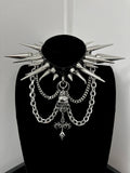 Collana girocollo oversize con borchie "Invader" originale fatta a mano in stile gotico punk black metal rock visual kei | Regalo di moda per festival alternativi