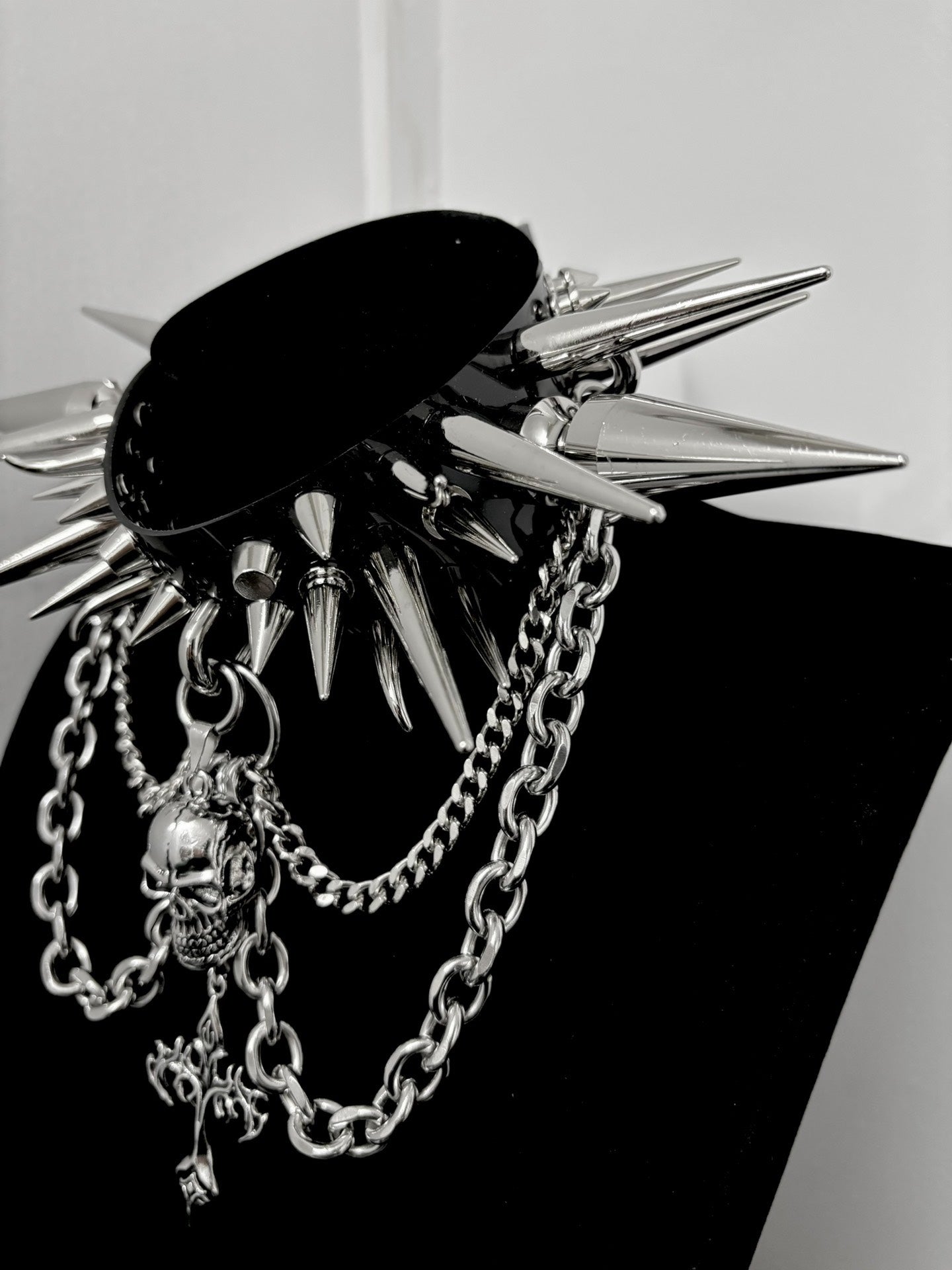 "Invader" Original Handmade Gothic Punk Black Metal Rock Visual Kei Oversized Studded Choker Necklace | Alternative Festival Fashion Gift