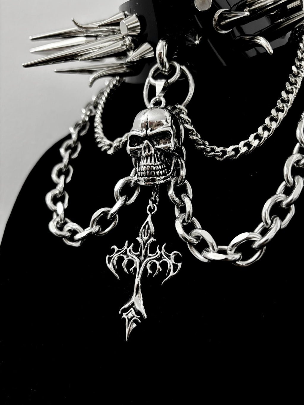 Collana girocollo oversize con borchie "Invader" originale fatta a mano in stile gotico punk black metal rock visual kei | Regalo di moda per festival alternativi