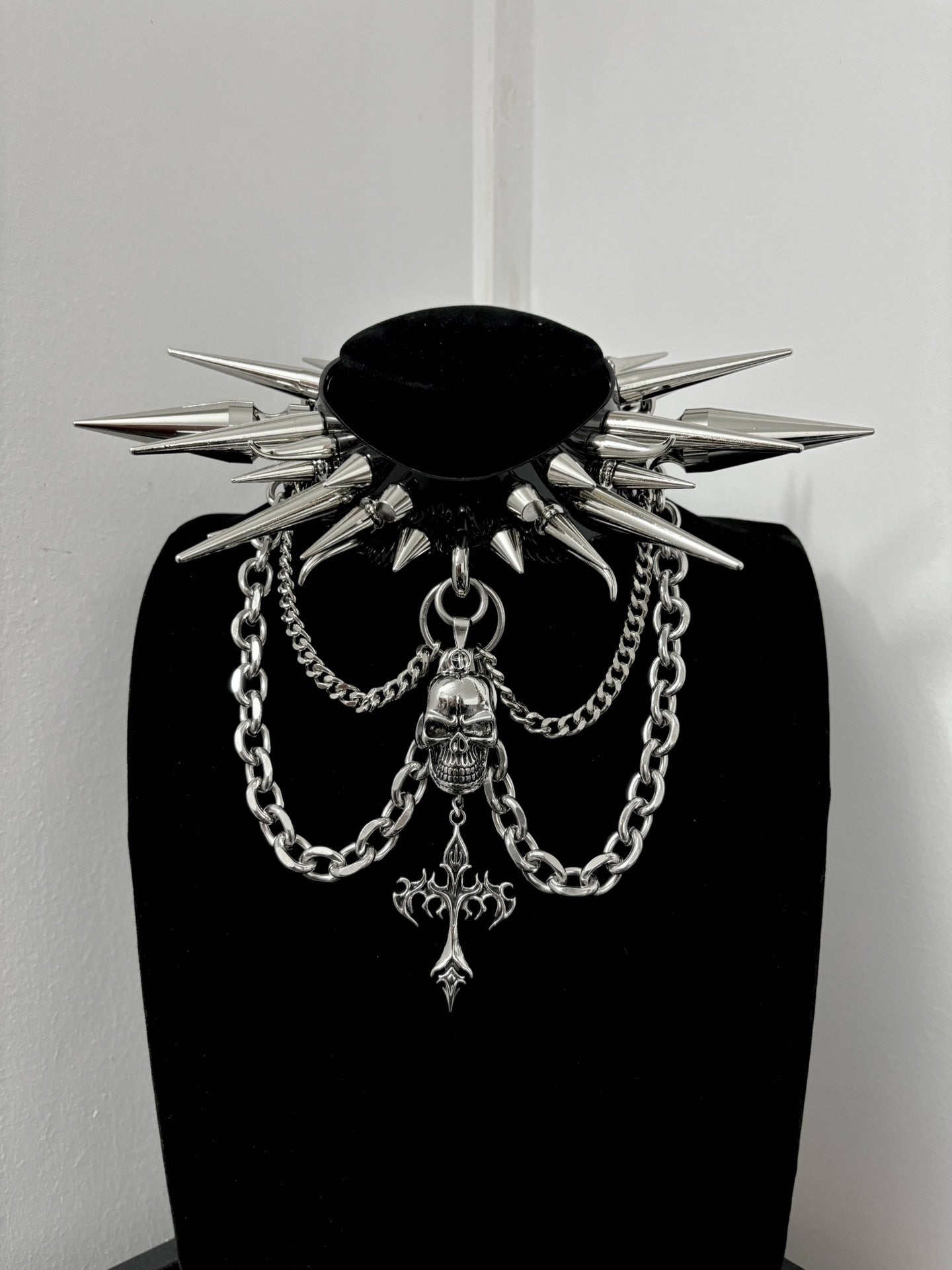 "Invader" Original Handmade Gothic Punk Black Metal Rock Visual Kei Oversized Studded Choker Necklace | Alternative Festival Fashion Gift