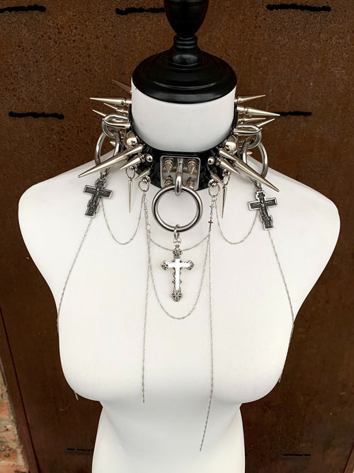 "Catwoman" Original Handmade Gothic Punk Rock Black Metal Subculture Statement Choker Necklace | Festival Party Y2K Shibuya Style Accessory