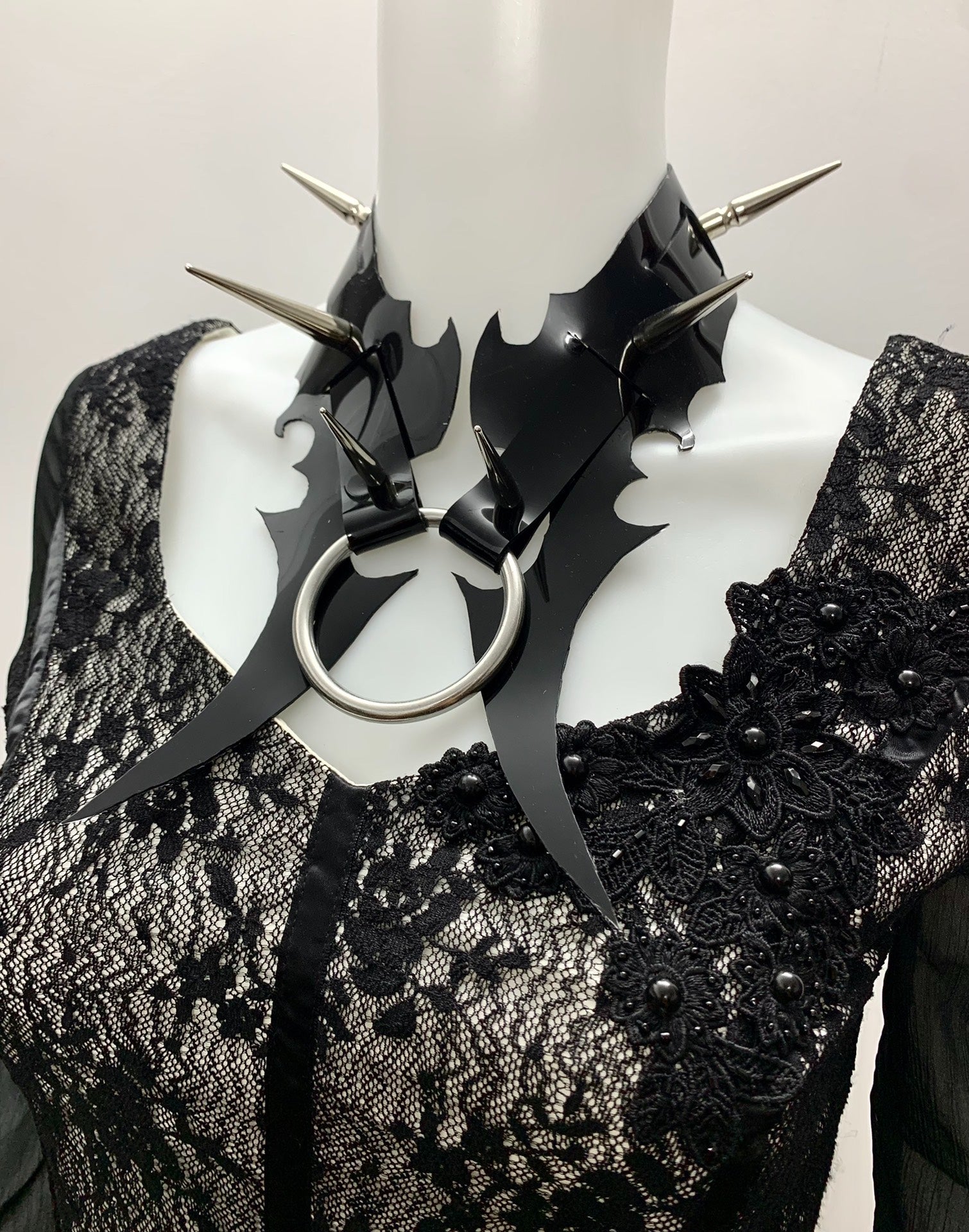 "Parasite" Original Handmade Alien-Inspired Gothic Punk Dark Metal Subculture Studded Choker Necklace | Futuristic Alternative Accessory