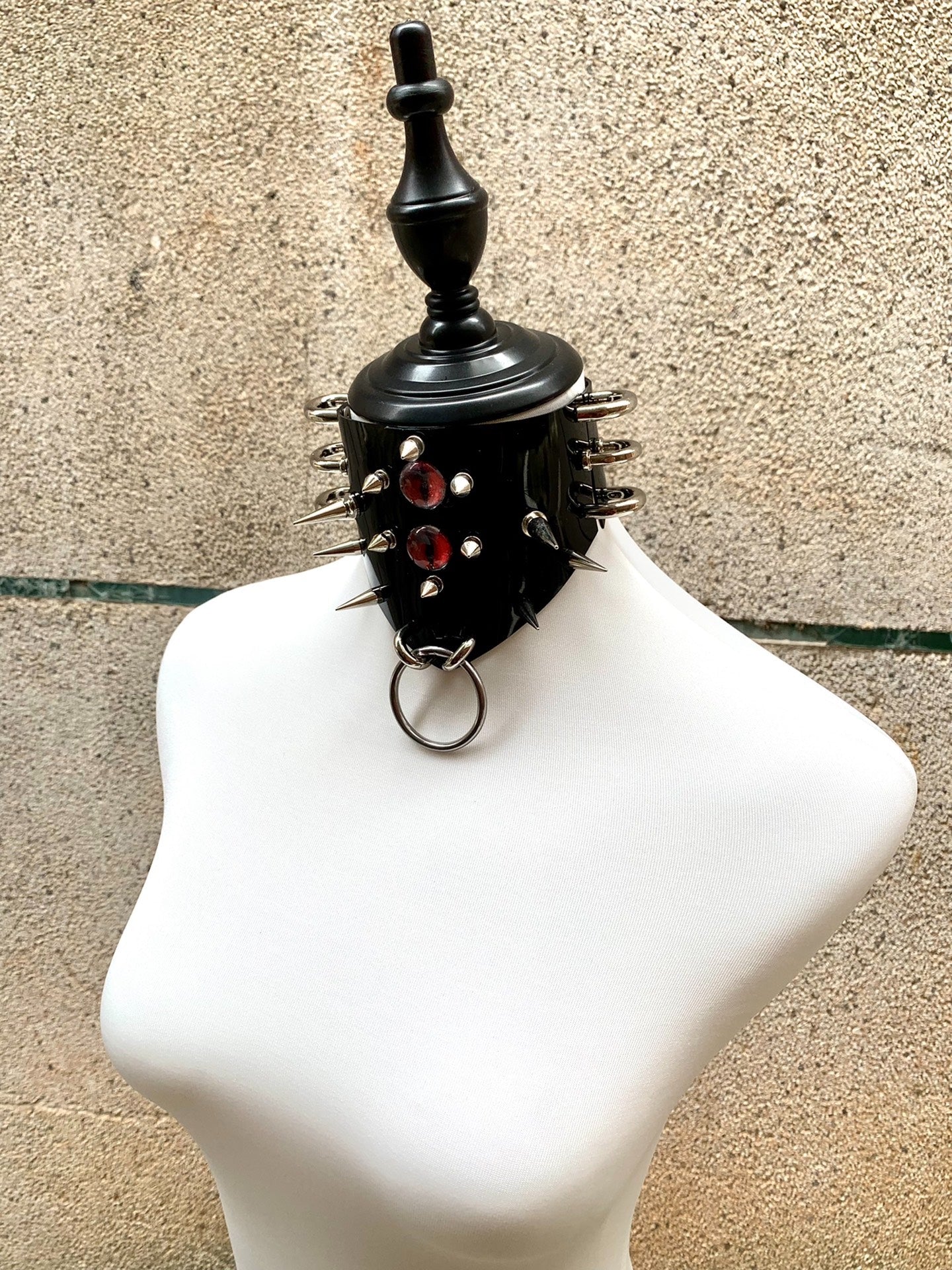 "Twin Eyes" Gothic Punk Dark Rock Studded Evil Eye Leather Choker | Alternative Festival Subculture Necklace