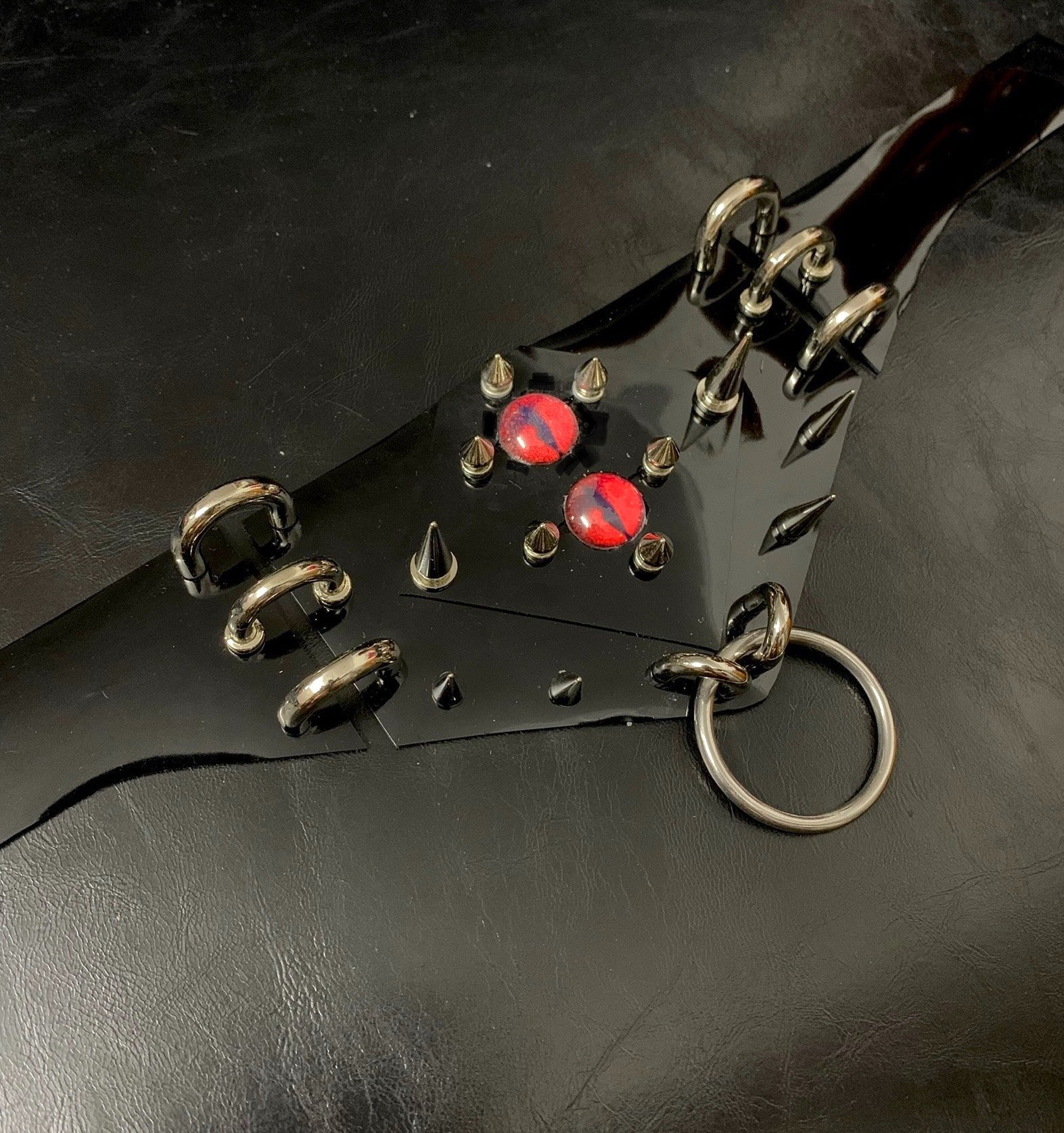 "Twin Eyes" Gothic Punk Dark Rock Studded Evil Eye Leather Choker | Alternative Festival Subculture Necklace