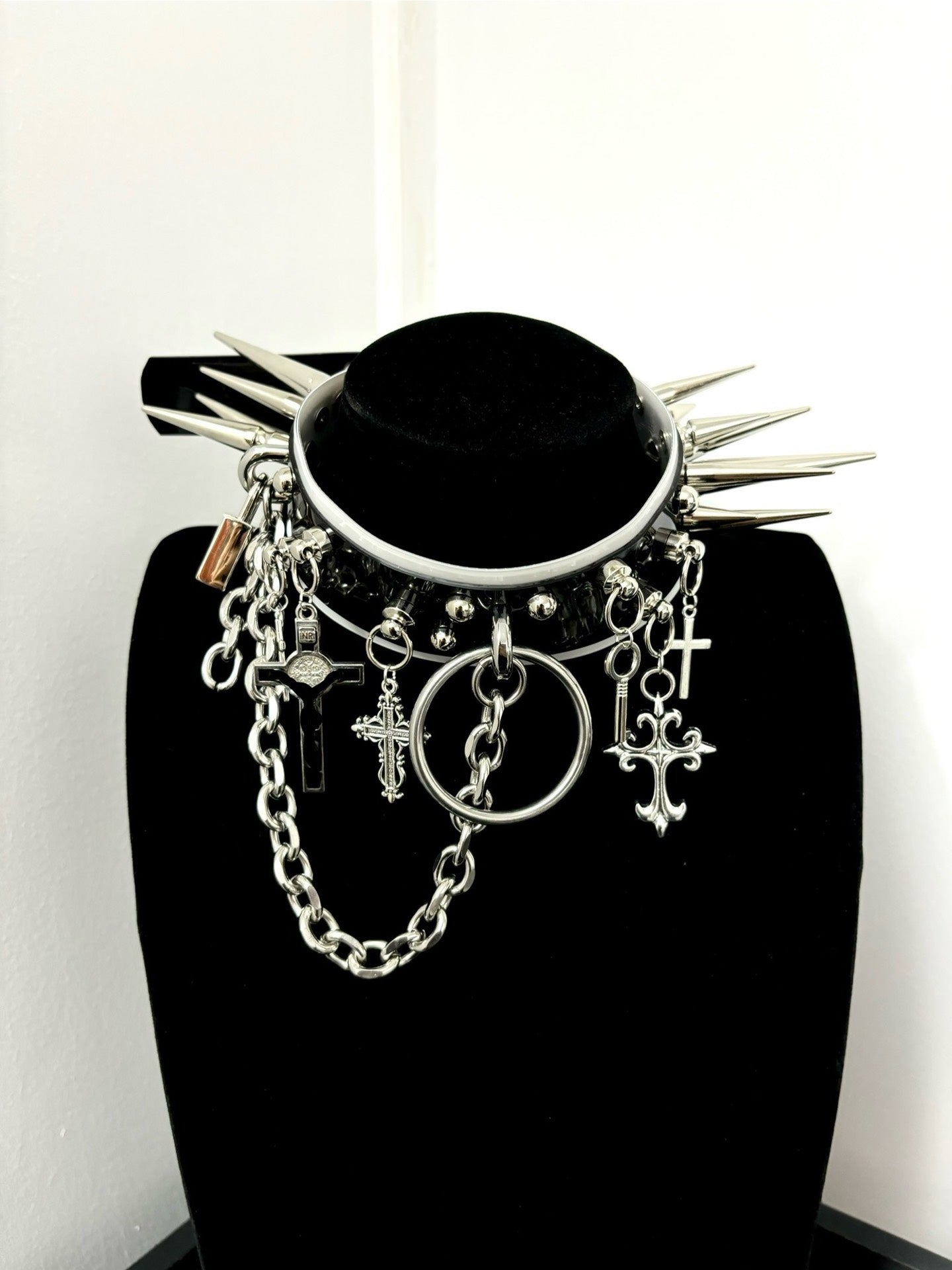 "Lock Moth" Handmade Punk Gothic Heavy Metal Spiked Choker | Festival Statement Necklace