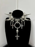 "Widow" Handmade Gothic Punk Cross Spike Choker | Alt Metal Festival Statement Necklace