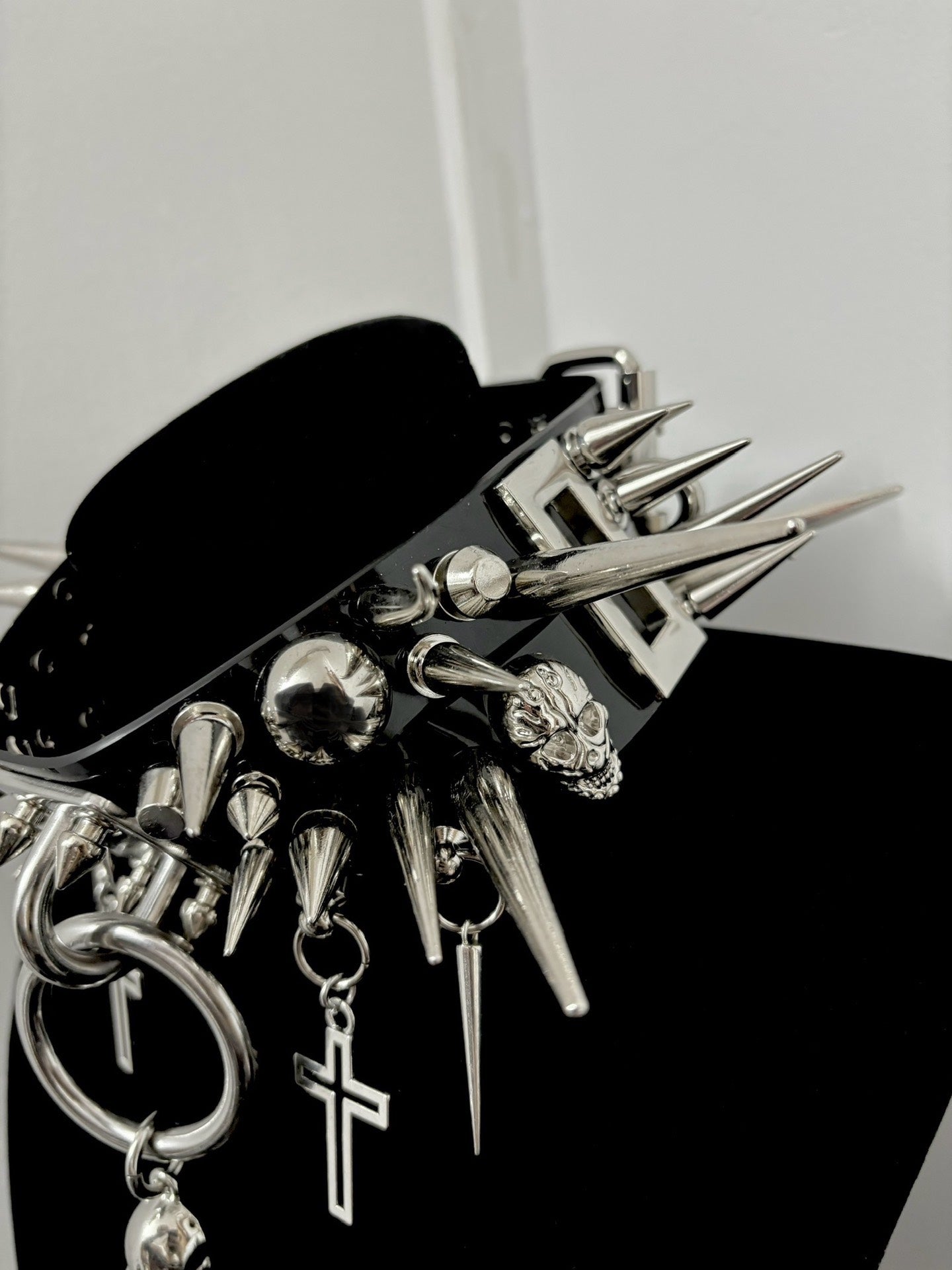 "Widow" Handmade Gothic Punk Cross Spike Choker | Alt Metal Festival Statement Necklace