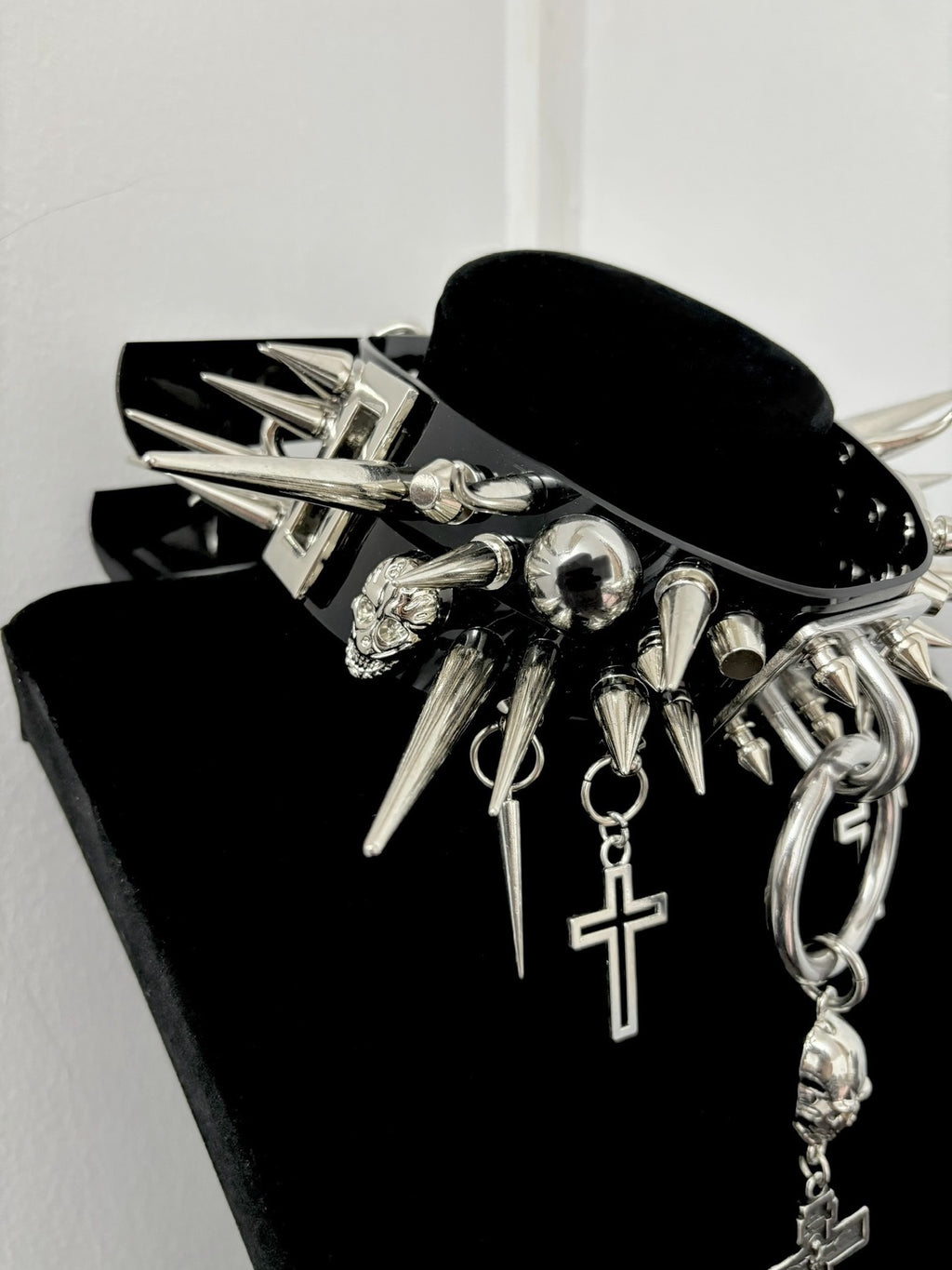 "Widow" Handmade Gothic Punk Cross Spike Choker | Alt Metal Festival Statement Necklace