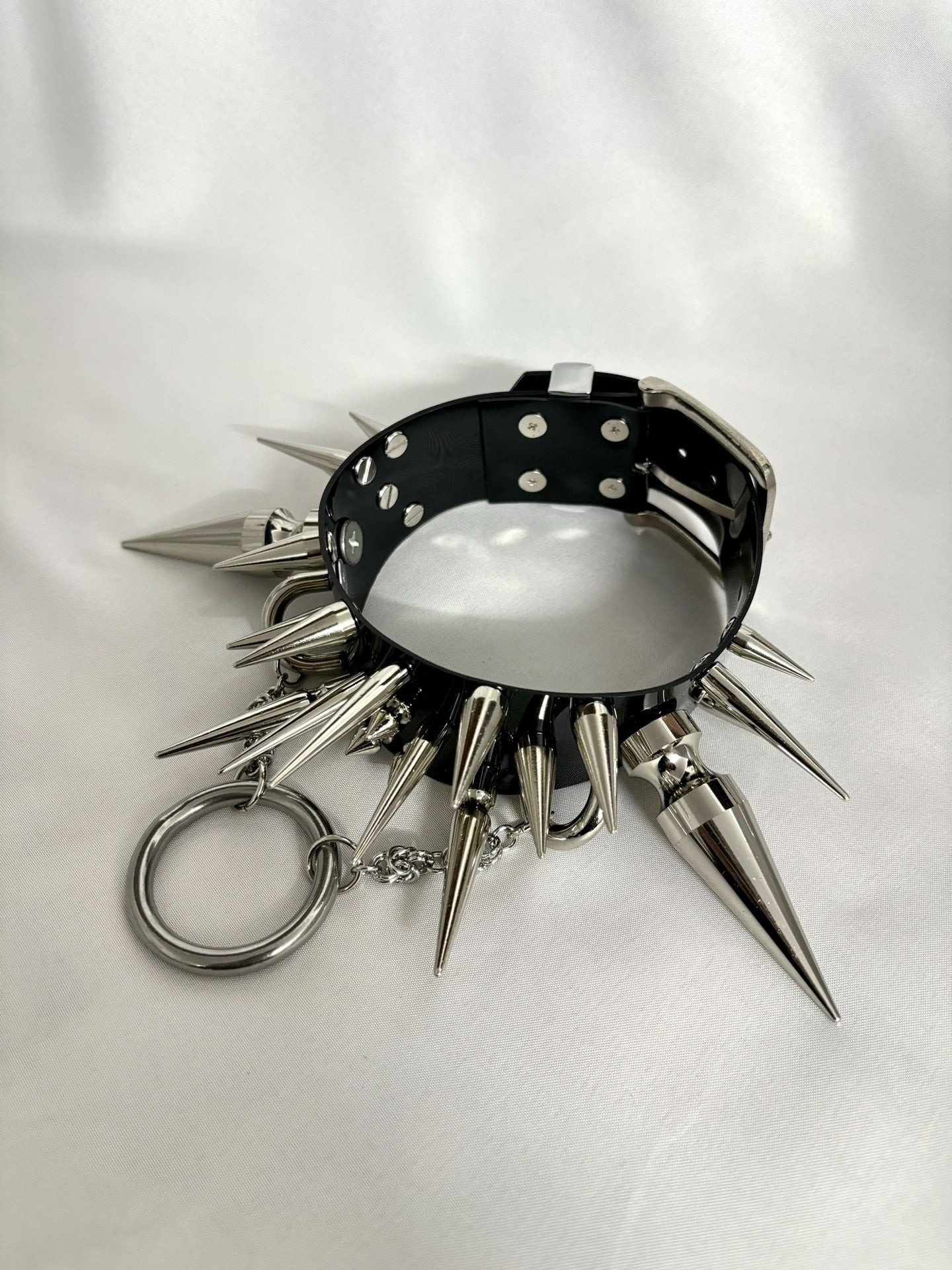 "Midnight Bloom" Handmade Gothic Punk Metal Spiked Choker | Halloween Festival Alt Necklace